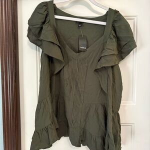 Torrid Dark Green Ruffle Blouse